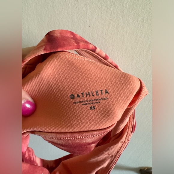 Athleta Exhale Printed Sports Bra A-C Cup Tahiti Island Coral Strappy size XS - Picture 8 of 8